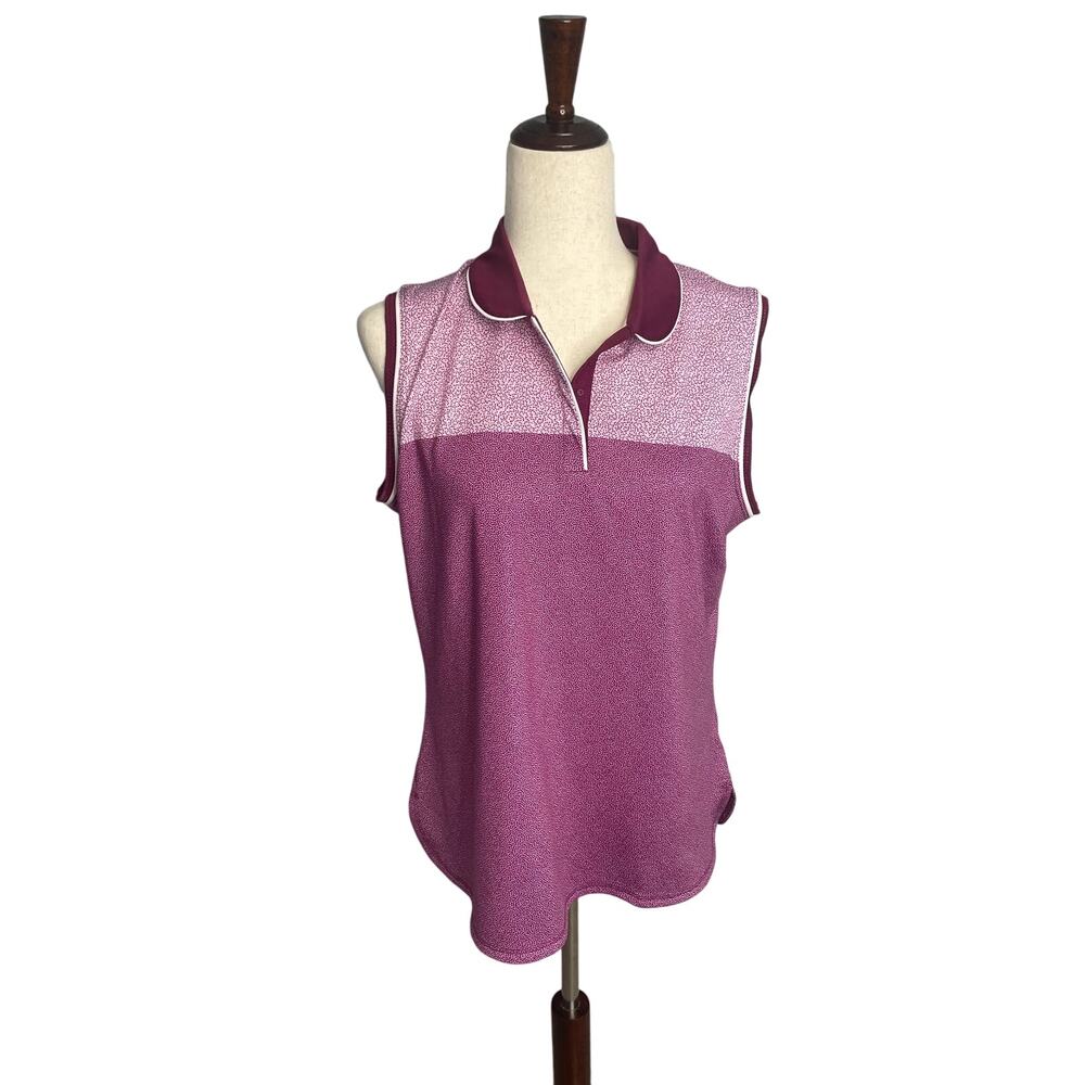 Callaway pink maroon sleeveless golf athletic polo shirt women's size large